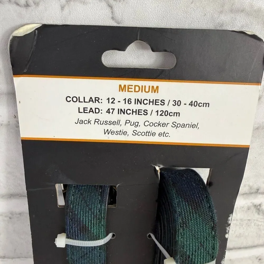 Glen Appin Green Blue Tartan Dog Collar & Lead Set NWT Size M